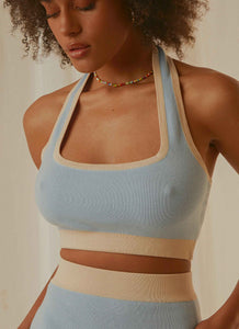 Sunday Morning Knit Halter - Baby Blue