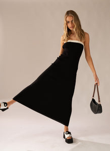 Hazey Knit Maxi Dress - Black