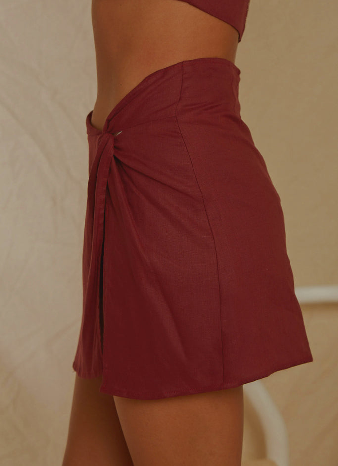 European Edition Mini Skirt - Burgundy
