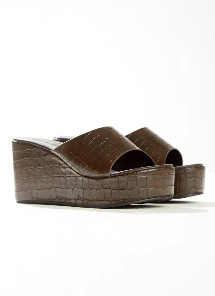 Villa Playa Mule Heel - Chocolate Croc