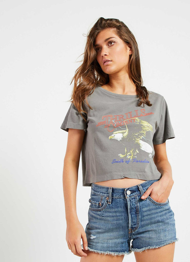 SCREAMING EAGLE CROP TEE - FADED GREY