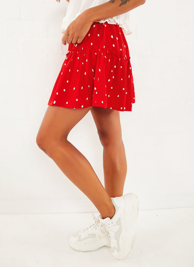 Hanan Mini Skirt - Red Speckle Print