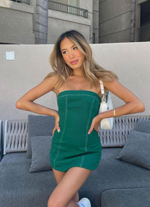 Weekend Uniform Drill Tube Dress - Military Green