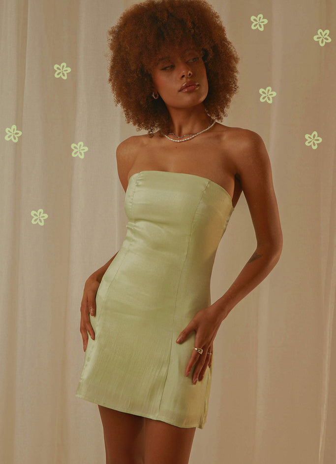 Ivy Vine Mini Dress - Sage Shimmer