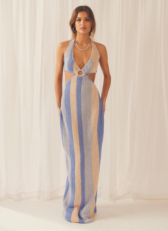 Haven Crochet Maxi Dress - Ocean Stripe