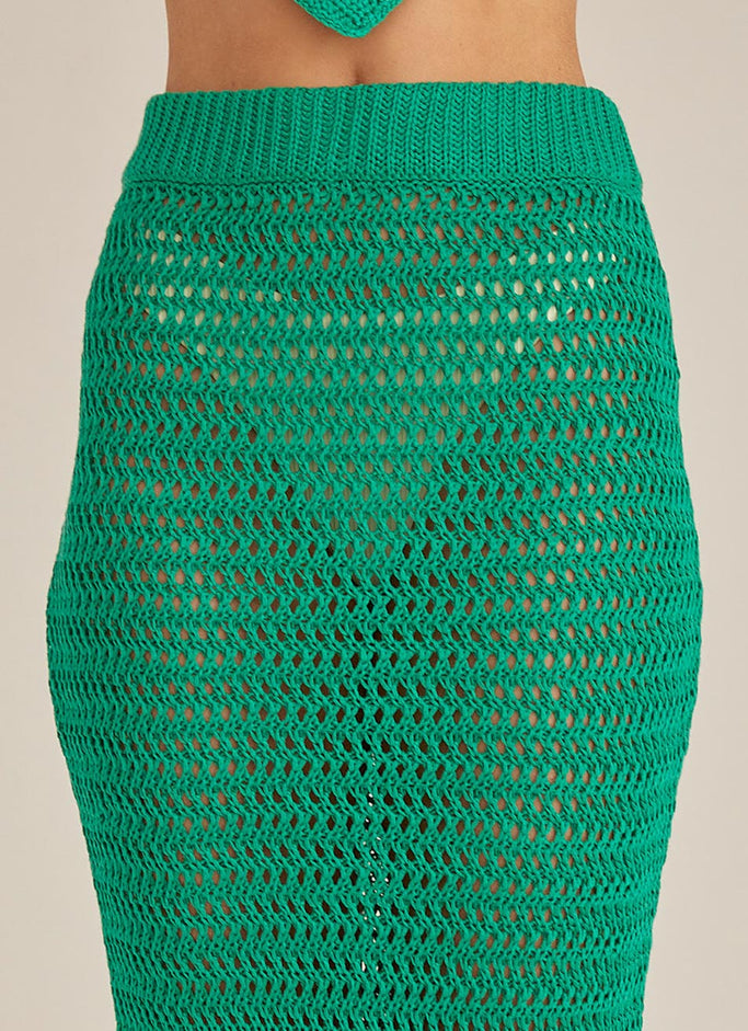 Free Time Crochet Maxi Skirt - Green