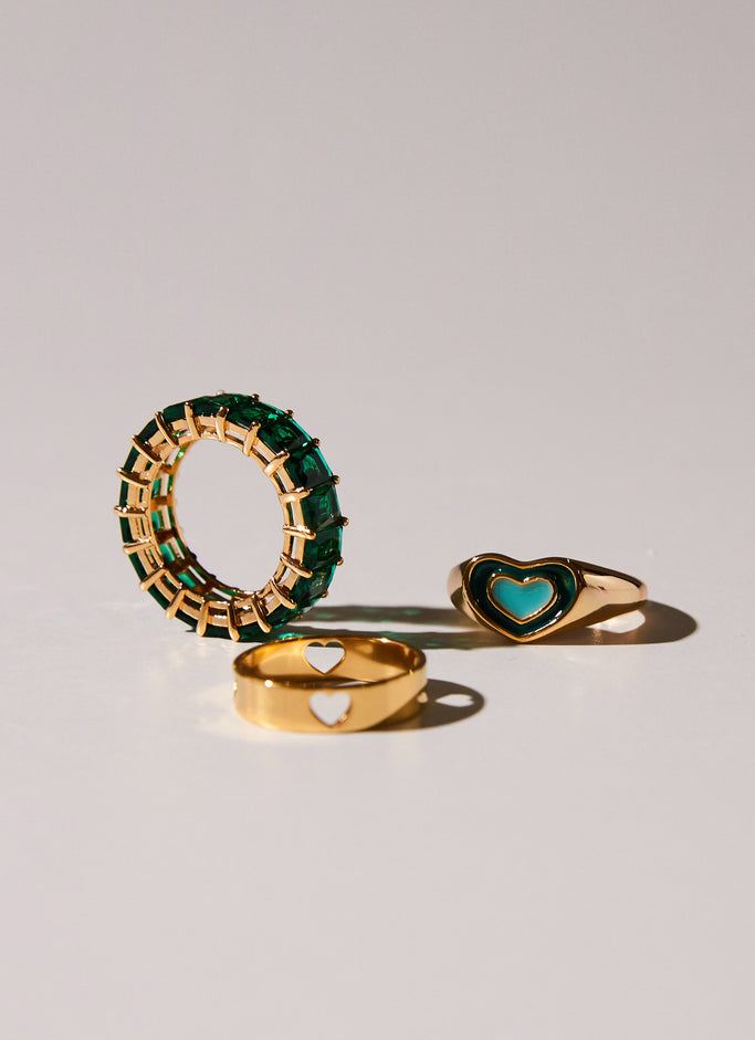 A Fairytale Ring Set - Gold and Green
