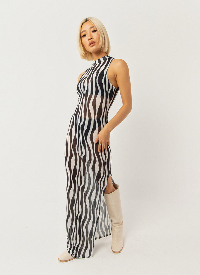 Hell Bound Midi Dress - Zebra Stripe