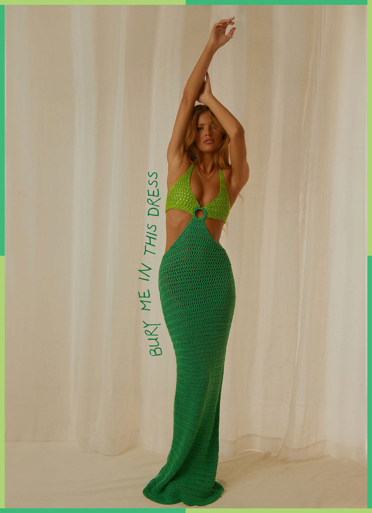 Haven Crochet Maxi Dress - Green