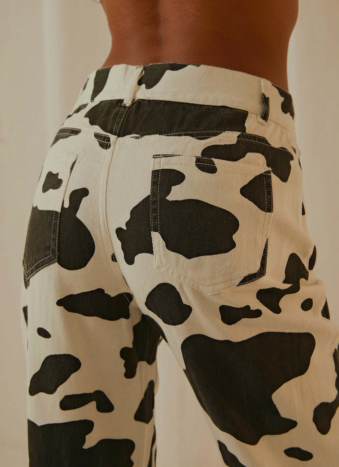 Kendall Pants - Cow Print