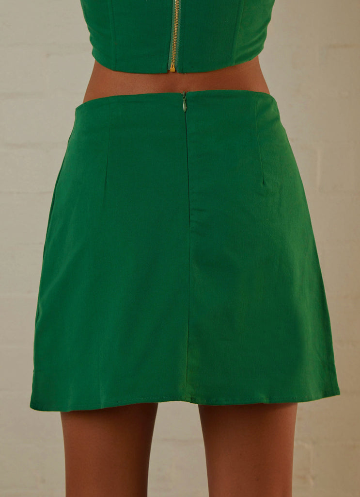 Rooftop Drinks Mini Skirt - Jade Green
