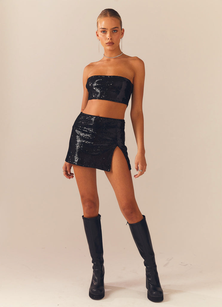 Emma Sequin Mini Skirt - Black