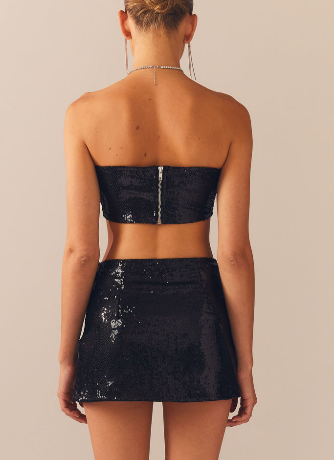 Emma Sequin Mini Skirt - Black