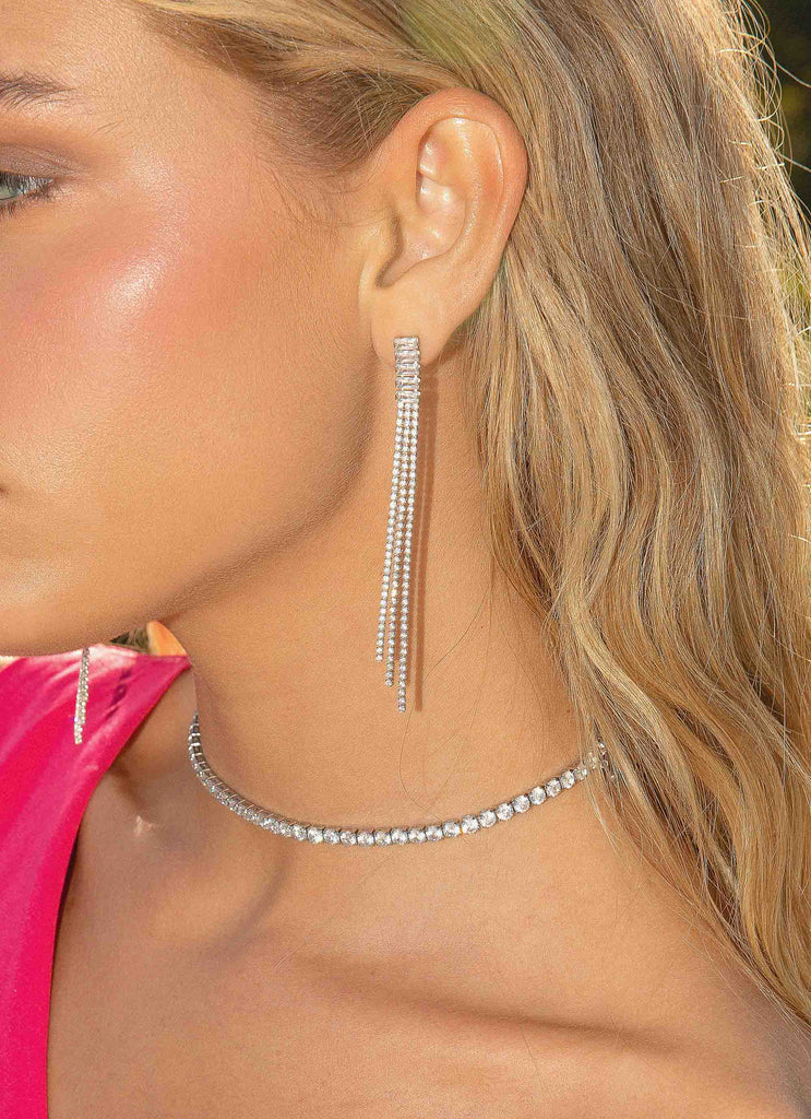 Head Over Heels Diamante Necklace - Silver