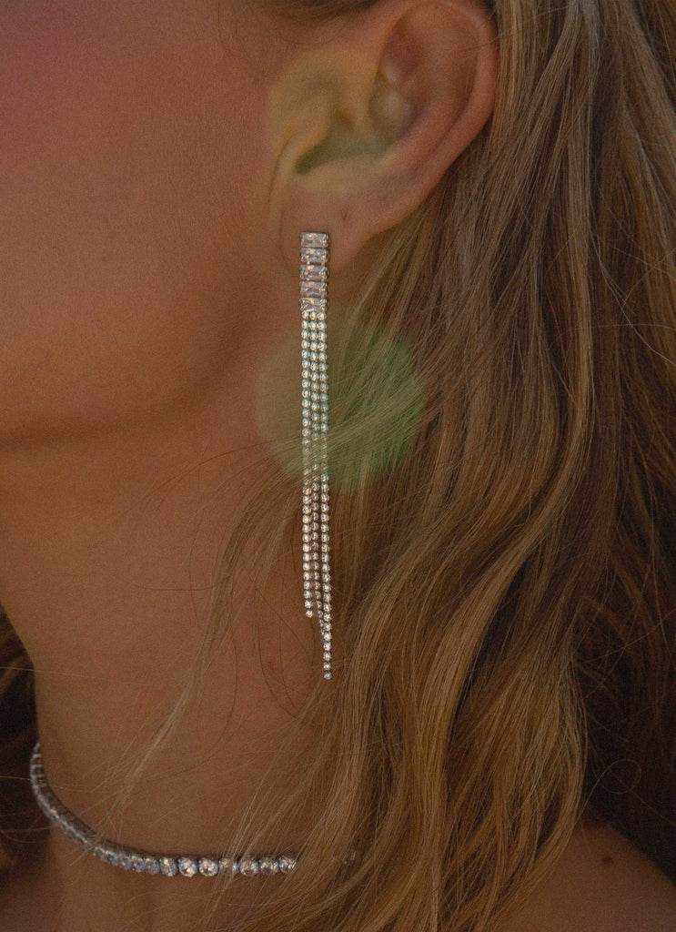 Mirrorball Diamante Earrings - Silver