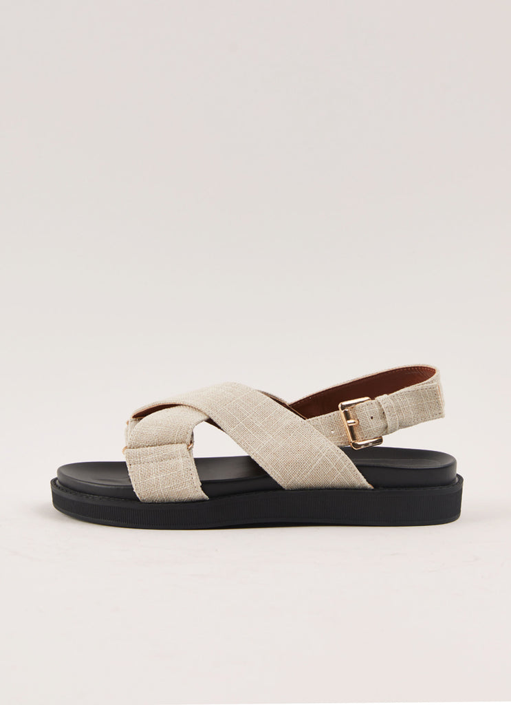 Maldives Linen Cross Sandal - Oatmeal