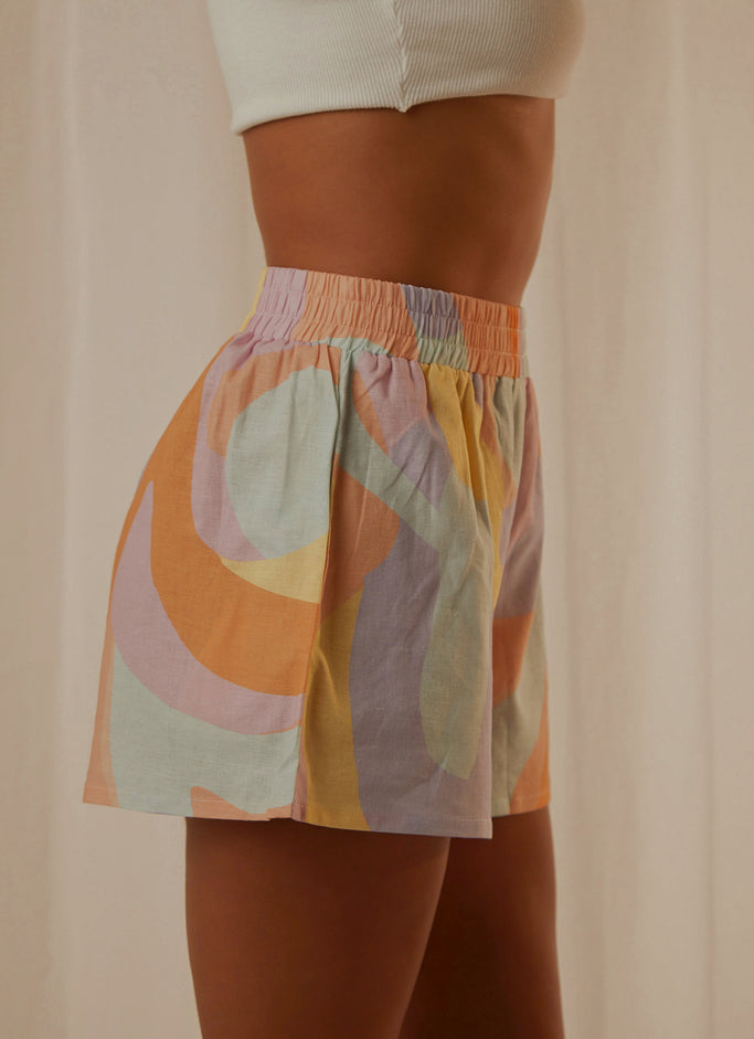 Raffi Linen Shorts - Pastel Wave