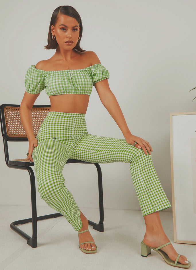 Palmero Pants - Green Gingham