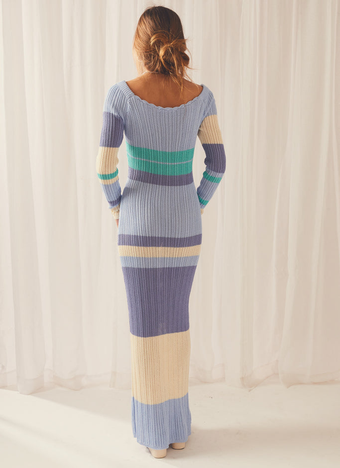 Love Ride Crochet Maxi Dress - Ocean Stripe