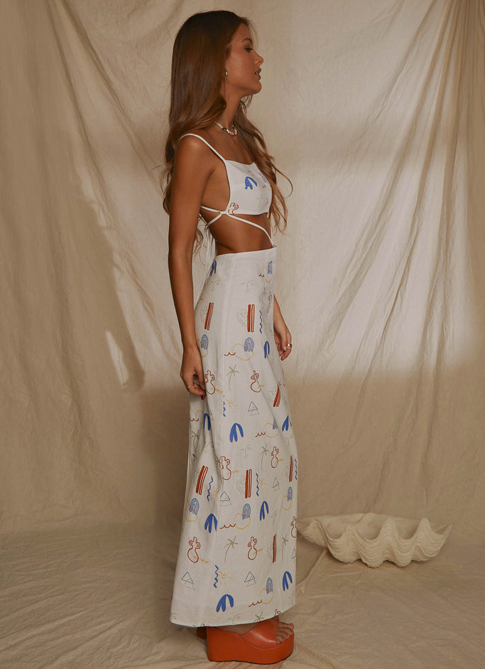 Natural Muse Linen Maxi Dress - Santorini