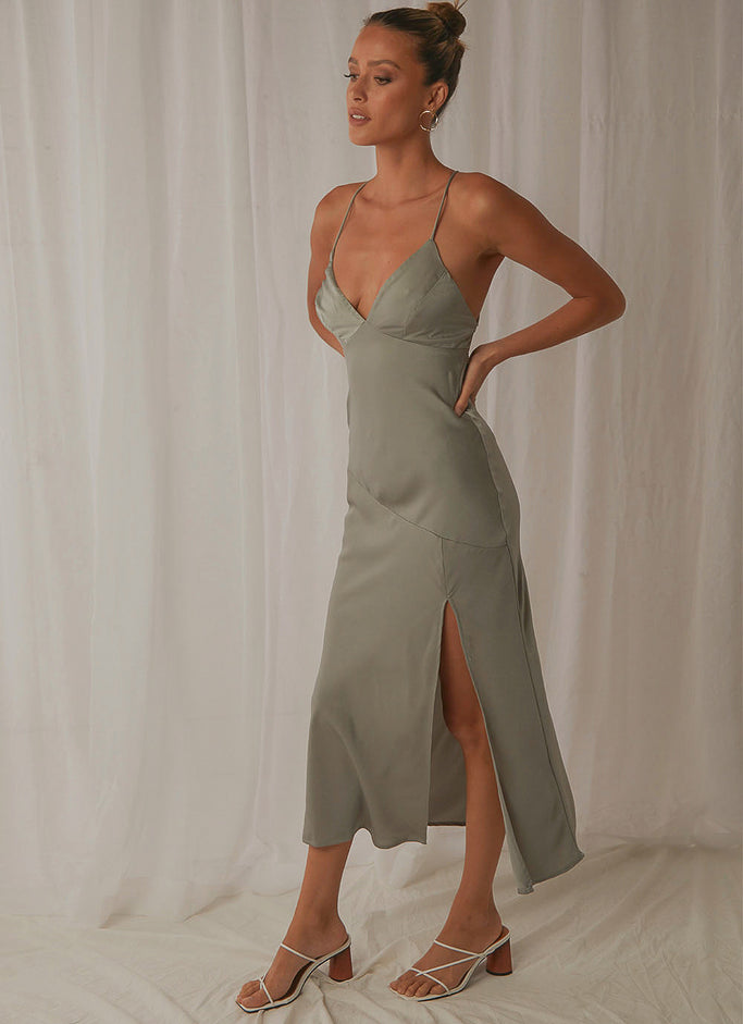 Sun Comes Up Midi Dress - Sage
