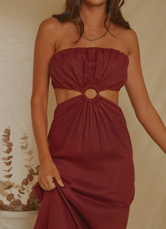 Lunchtime Drinks Maxi Dress - Burgundy