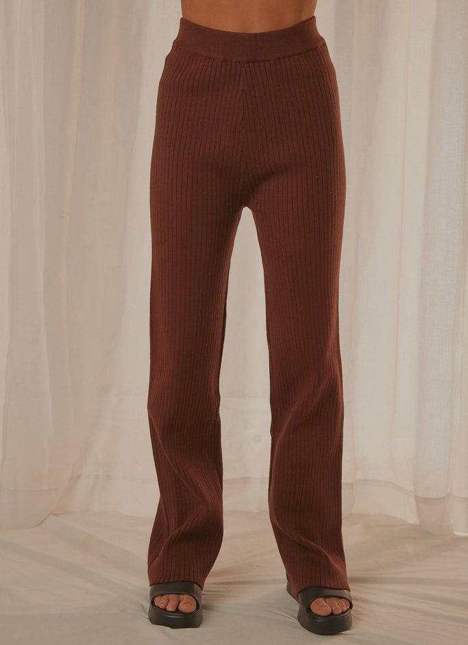 Only Vice Knit Pants - Chocolate