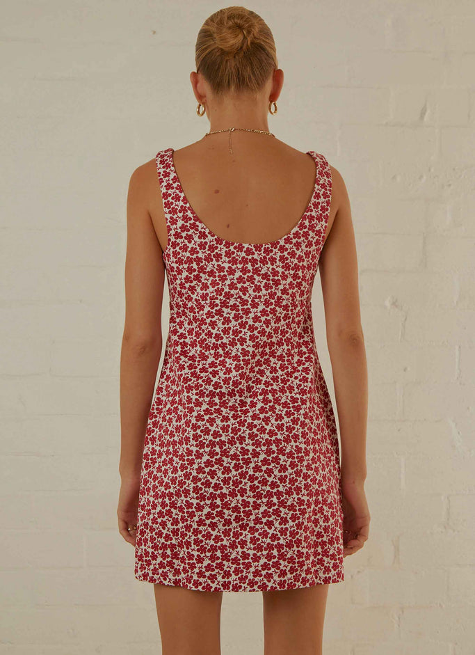 Madeline Hemp Printed Mini Dress - Red