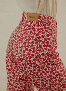 Shelby Hemp Print Wide Leg Pant - Red