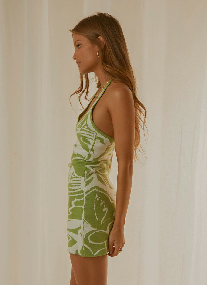 Cool Horizons Knit Dress - Green Vine
