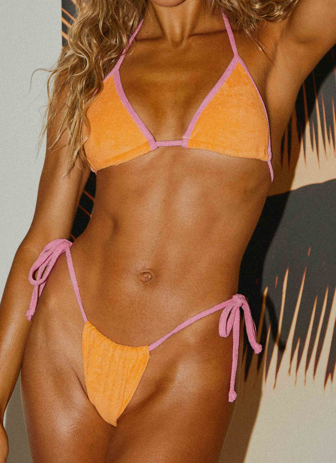 Holidae Tie Bikini Bottom - Orange Towelling