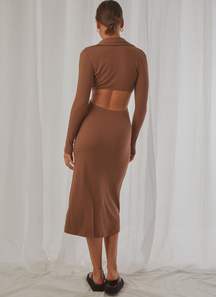 Looking Out Midi Dress - Brown