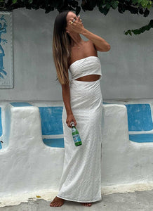 Free Spirited Broderie Maxi Dress - Whisper White