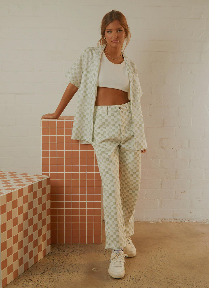 California Pant - Sage Checker