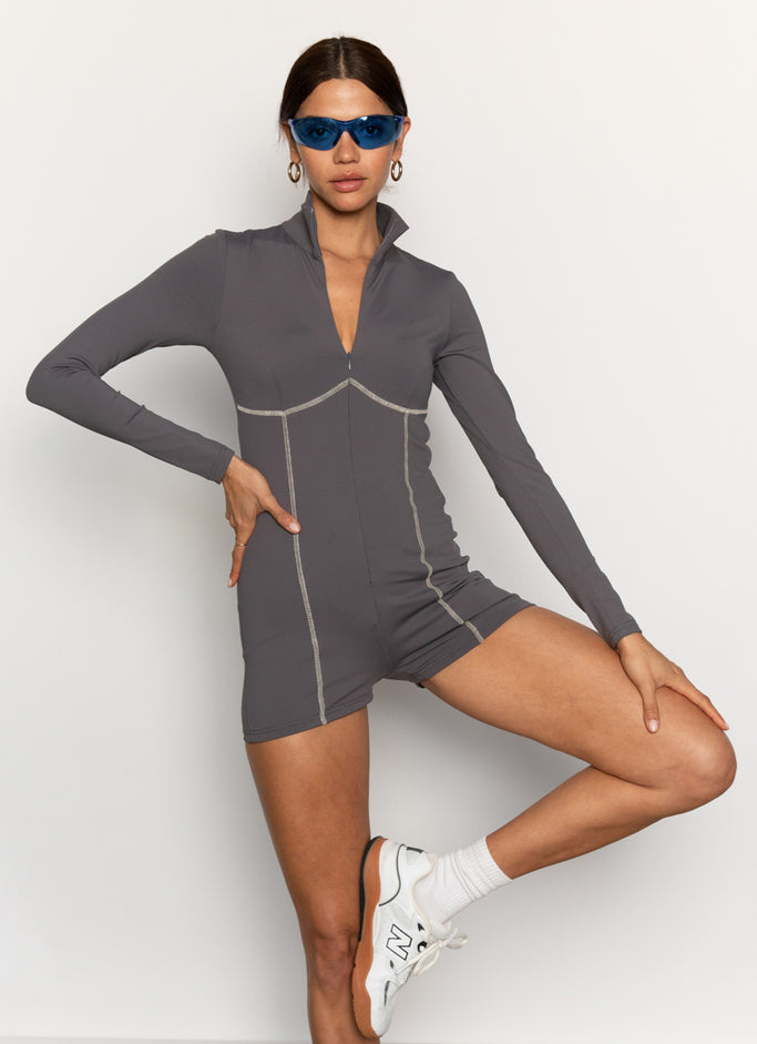 Snow Day Active Playsuit - Charcoal