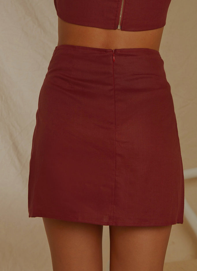 European Edition Mini Skirt - Burgundy