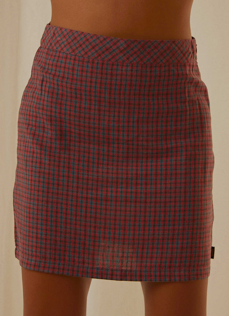 Highland Check Mini Skirt - Red