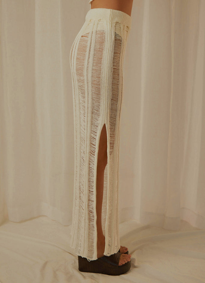 Perri Ladder Knit Maxi Skirt - Ivory