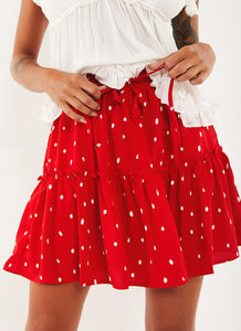 Hanan Mini Skirt - Red Speckle Print