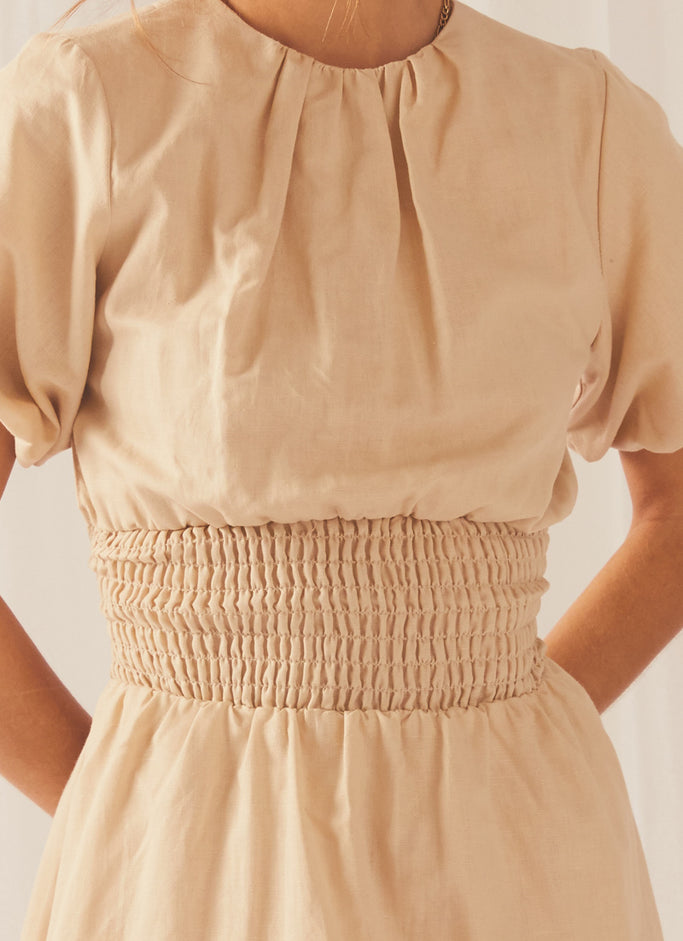 Lani Linen Mini Dress - Oatmeal