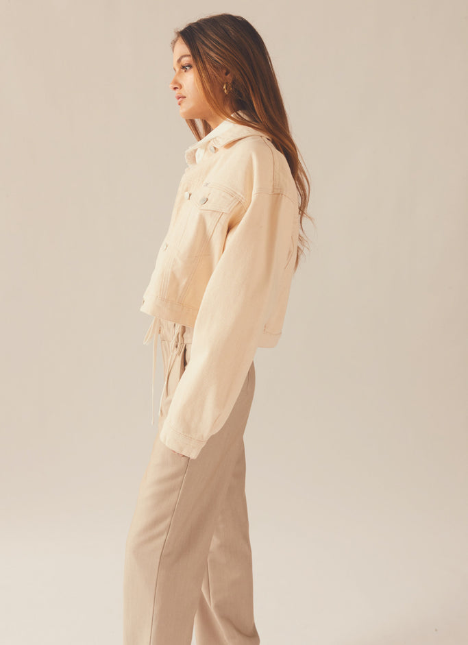 Baggy Crop Jacket - White Sand