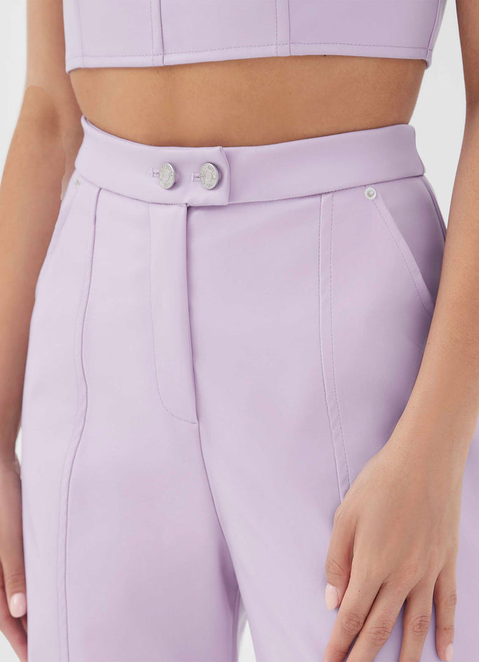 Tropez Leather Trouser Pant - Lilac