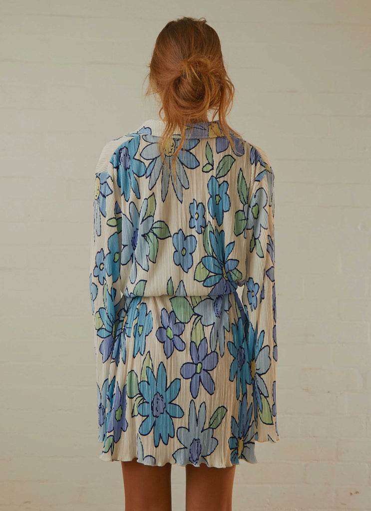 Soho Chic Shirt Dress - Blue Blossom