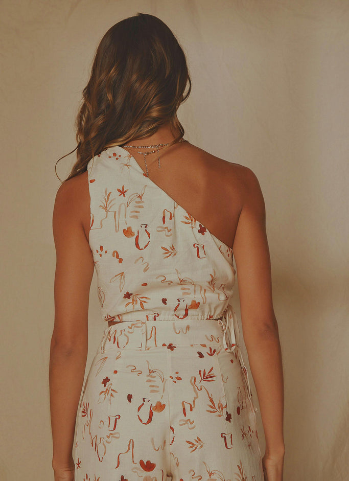 Sasha Linen Crop - Safari