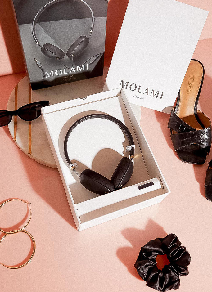 Napa Leather Headphones - Black/Gold