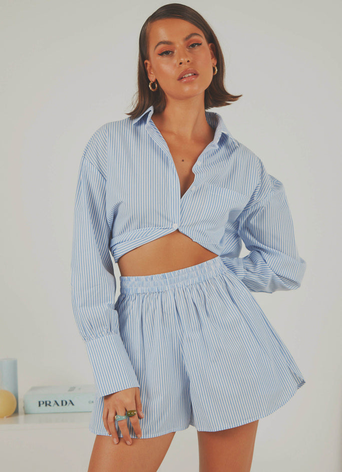 Summer Issue Shorts - Blue & White Stripe