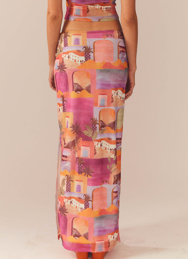 The City Meets the Coast Midi Skirt - Sunset Building