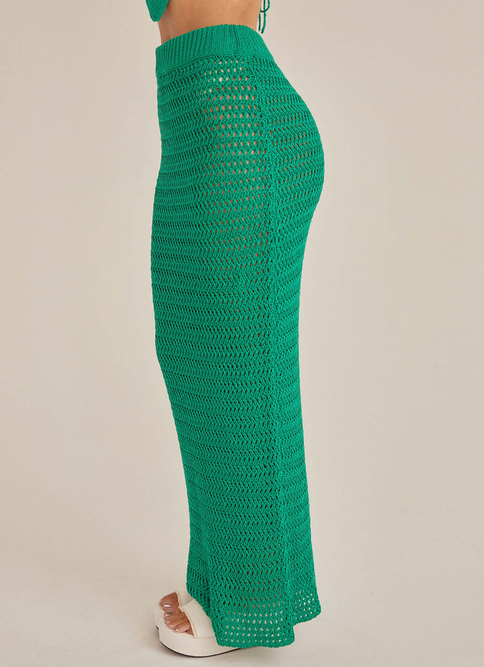 Free Time Crochet Maxi Skirt - Green