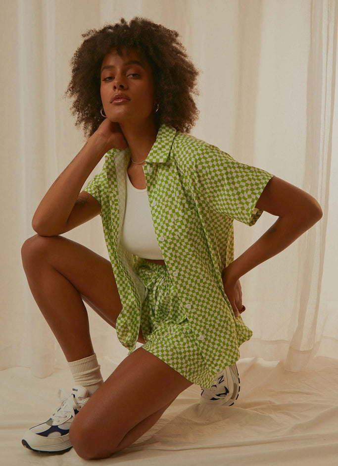 Seventies Groove Shirt - Lime Warp Check