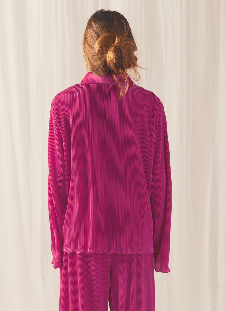 Change of Pace Plisse Shirt - Magenta